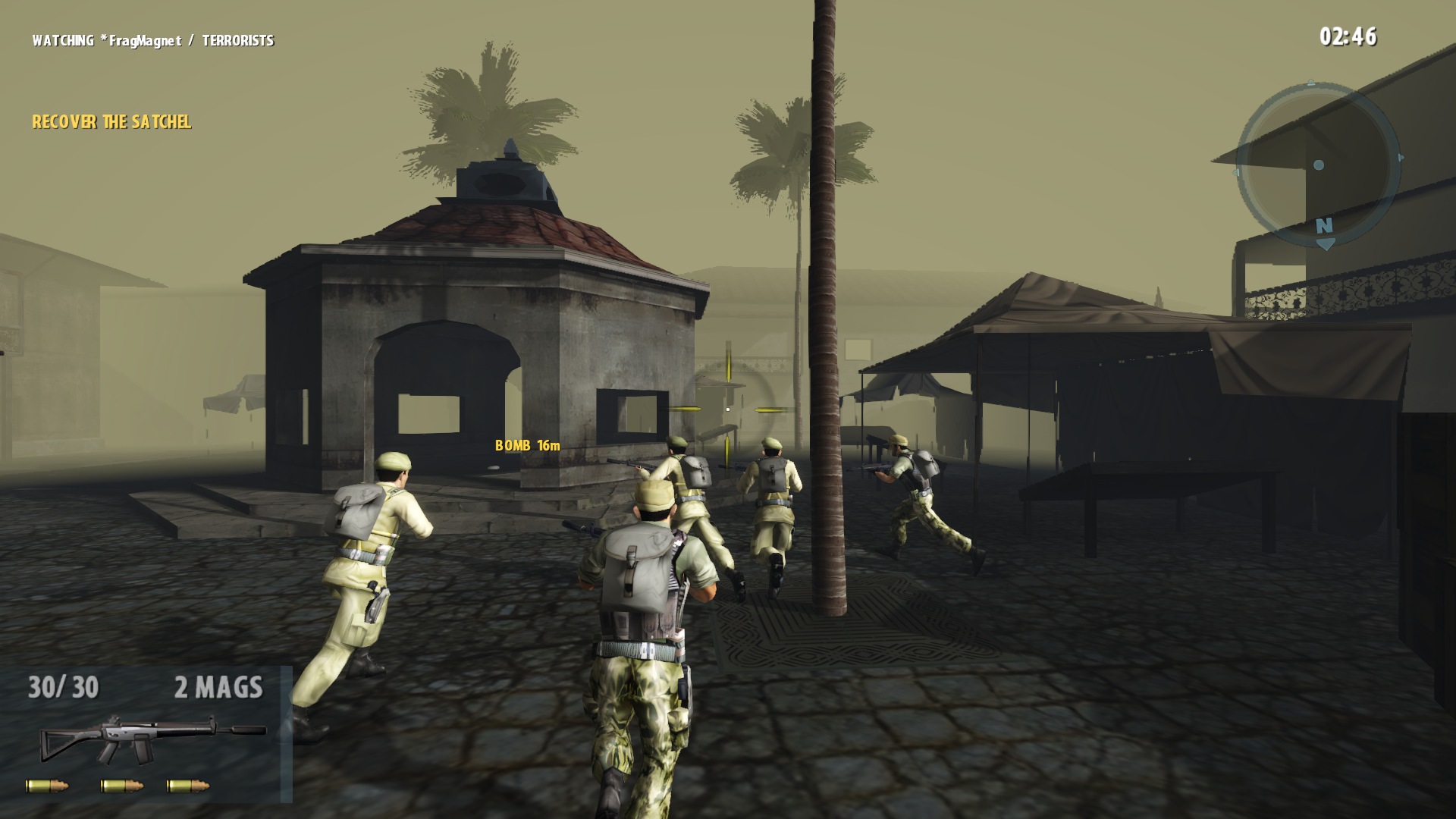 A squad moving through Crossroads in Unity